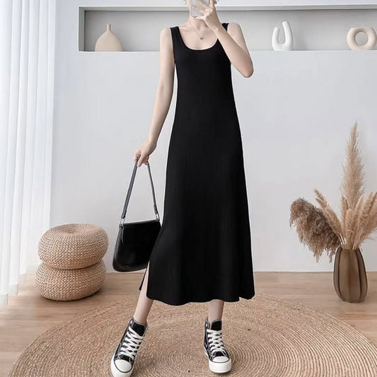 Slim-Fit Ribbed Sleeveless Maxi Dress
